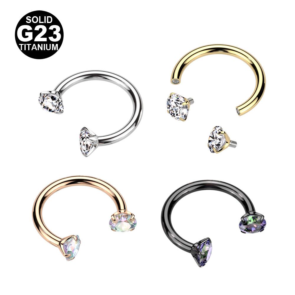 Titaani Hevosenkenkä Zirkoneilla