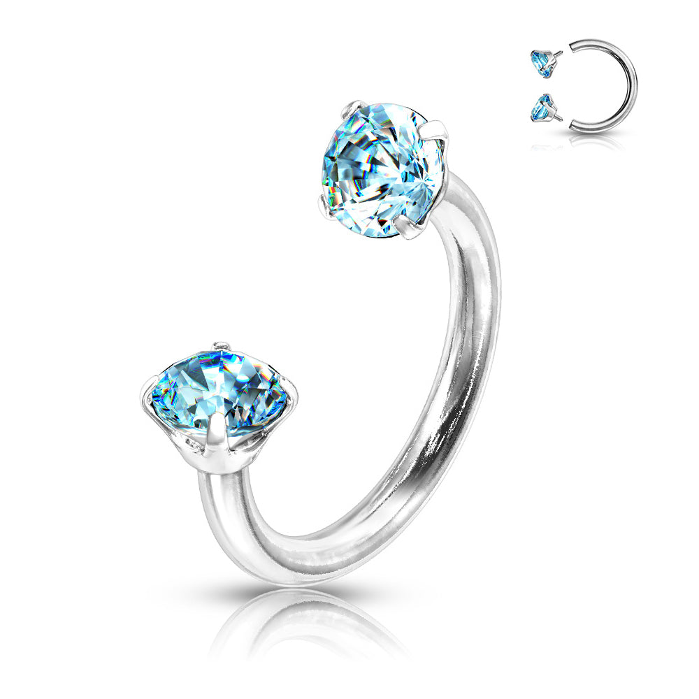 1.2mm Kirurginteräs Hevosenkenkä Zirkoneilla