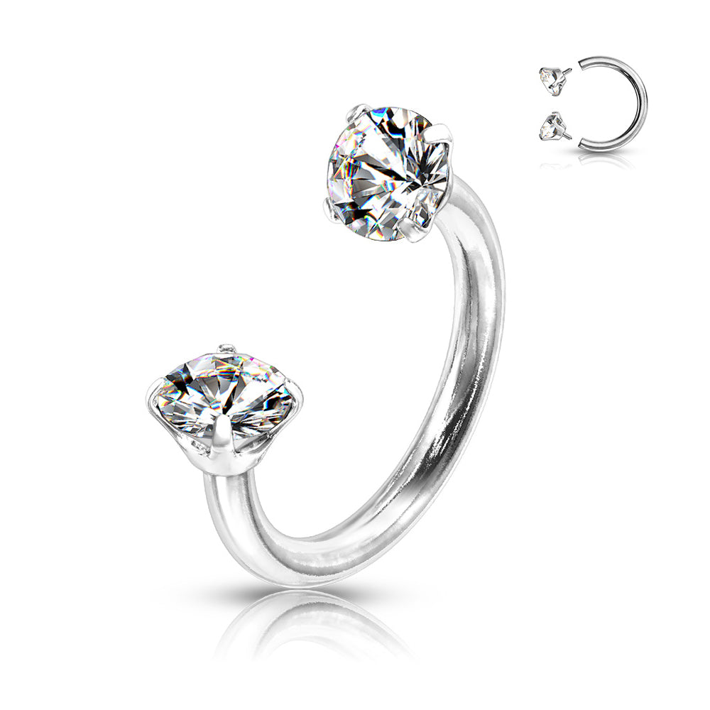 1.2mm Kirurginteräs Hevosenkenkä Zirkoneilla