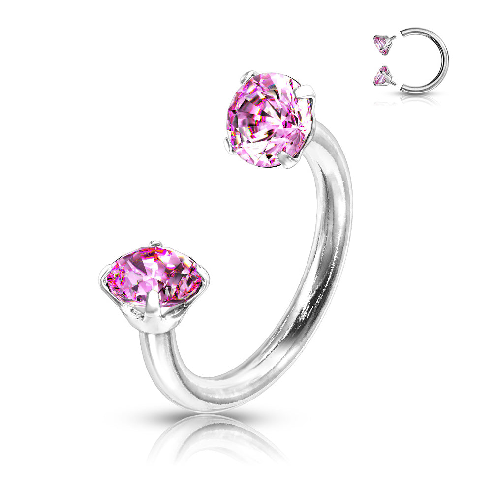 1.2mm Kirurginteräs Hevosenkenkä Zirkoneilla