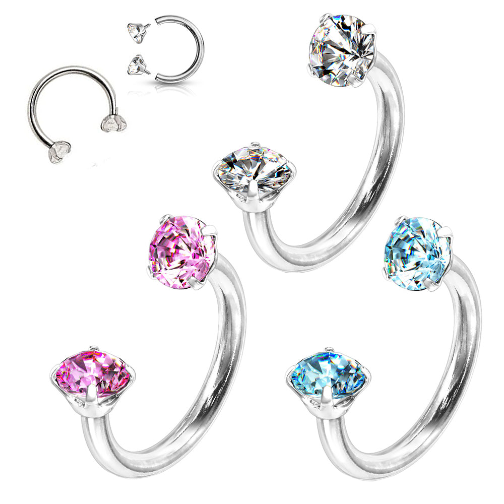 Kirurginteräs Hevosenkenkä Zirkoneilla