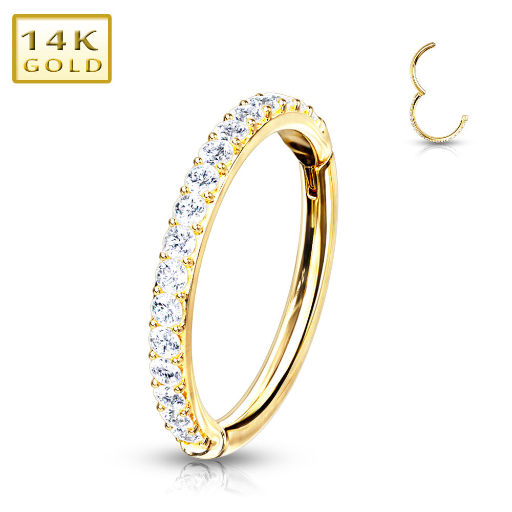 14K Gold Clicker Full Zircon