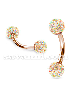 1.2mm Banaani Lävistyskoru Rose Gold Shampanja Crystals
