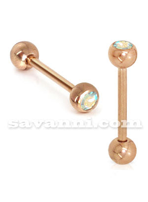 1.6mm Barbell Rose Gold Single Strass