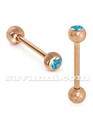 1.6mm Barbell Rose Gold Single Strass
