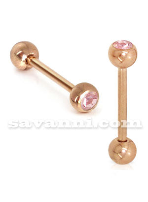 1.6mm Barbell Rose Gold Single Strass