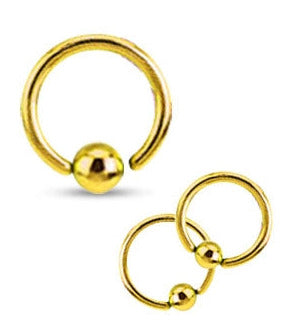 0.8mm Ohut Kullanvärinen Lävistysrengas Kiinteällä Pallolla