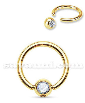 1.2mm Kullanvärinen BCR-Rengas Kirurginteräs Strass