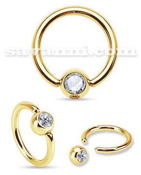1.6mm Kullanvärinen BCR-Rengas Kirurginteräs Strass
