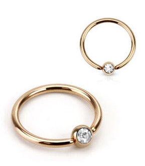 1.2mm BCR-Rengas Kirurginteräs Rose Gold Strass