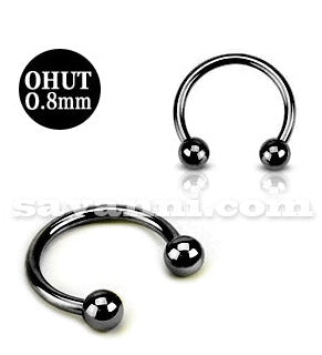 0.8mm Ohut Musta Hevosenkenkä Lävistyskoru