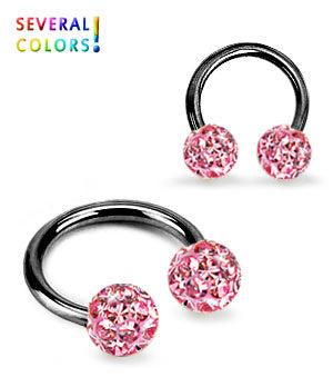 Black circular barbell crystal