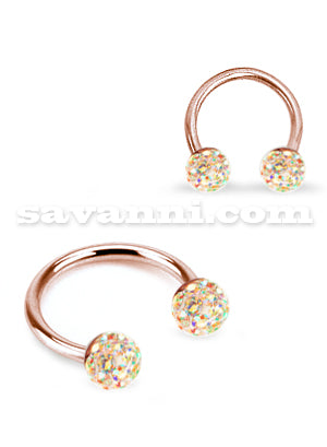 1.6mm Hevosenkenkä Lävistyskoru Rose Gold Shampanja Crystal