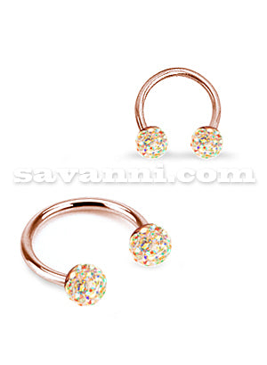 1.2mm Hevosenkenkä Lävistyskoru Rose Gold Shampanja Crystals