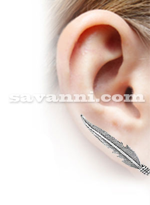 Kiipeävä Korvakoru Hopea Sulka