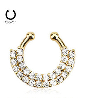 Kullanvärinen Feikki Septum Double Line Paved Gem