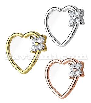 1.2mm Lävistysrengas Sydän Zirkoni Kukka