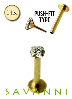 1.2mm Labret Kulta 14K Zirkoni