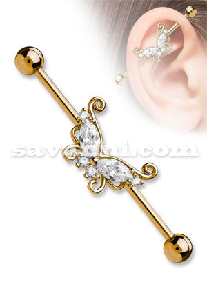 Industrial Barbell Zirkoni Perhonen