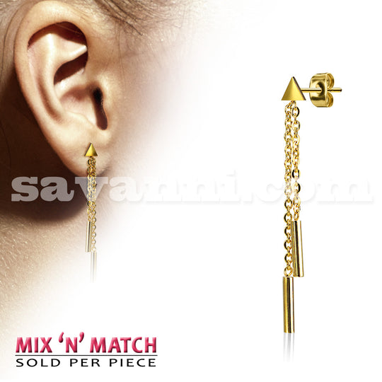 Kirurginteräs Korvakoru Kolmio & Ketjut