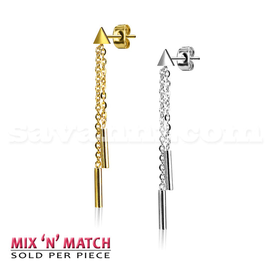 Kirurginteräs Korvakoru Kolmio & Ketjut