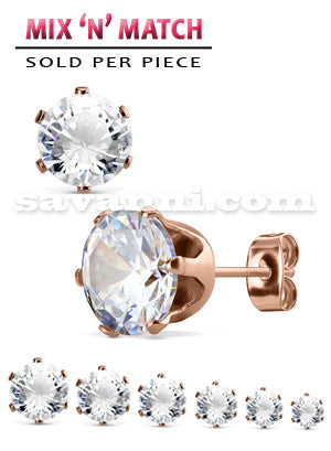 Korvanappi Kirurginteräs Zirkoni Rose Gold