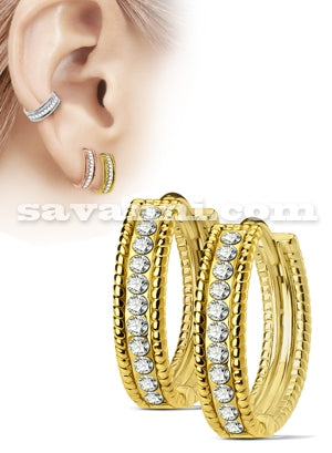 Korvarenkaat Kirurginteräs Beaded Edges & Zircon Line