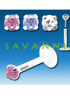 Labret silver zircon