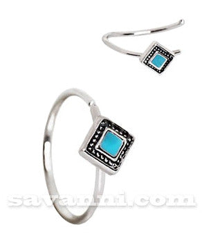 0.8mm Lävistysrengas Turquoise Enamel