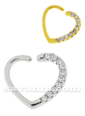 1.2mm Lävistysrengas Sydän Strass