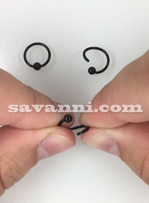 0.8mm Ohut Musta Lävistysrengas Kiinteä Pallo