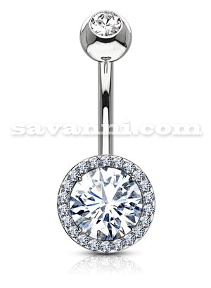 Kirurginteräksinen Napakoru Cubic Zirconia Kirkas Kivi