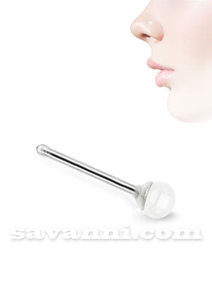 Hopeinen nenäkoru helmi