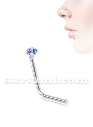 Nenäkoru L-taivutettu Hopea Strass 1.5mm Hammastettu