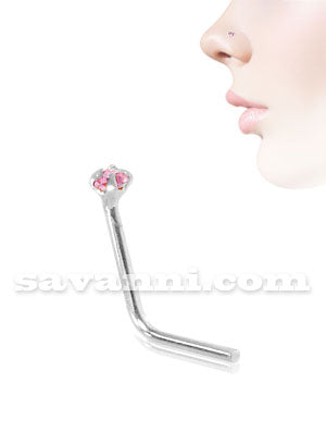 Nenäkoru L-taivutettu Hopea Strass 1.5mm Hammastettu