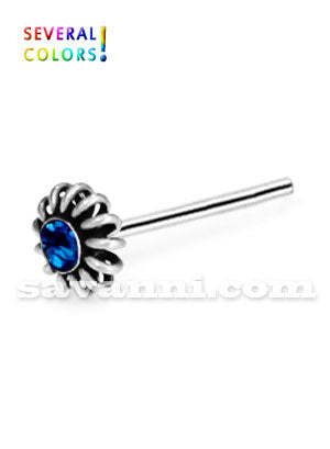 Nenäkoru Suora Hopea Iso Vieterikukka Strassikivellä