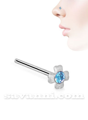 Nenäkoru Suora Hopea Clover Cross Strass