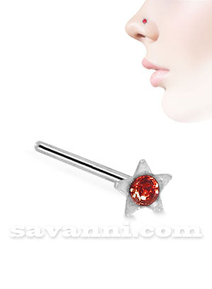 Nenäkoru Suora Hopea Tähti Strass