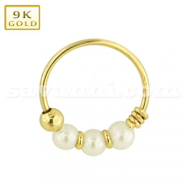 Kultainen nenäkoru helmipalloilla