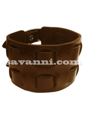 Leveä Ruskea Nahkaranneke Kahdella Soljella