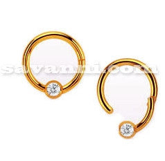 1.2mm Lävistysrengas Clicker Pallo Strass Rose Gold