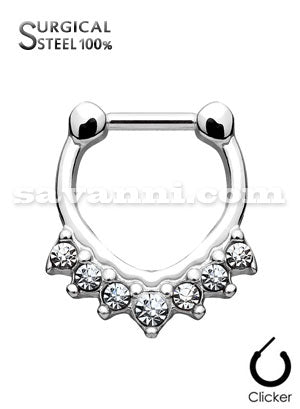 Septum Rengas Kirurginteräs Seven Stone Chevron