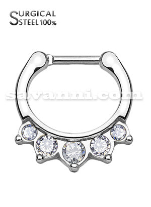 Septum Rengas Princess Cut Crystal Set 316L