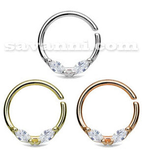 Lävistysrengas Marquise Zircons