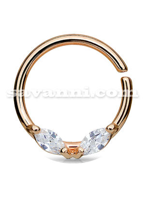 Lävistysrengas Marquise Zircons