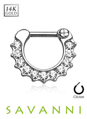 Septum Rengas Valkokulta 14K Single Gem Line