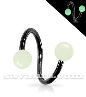 1.2mm Musta Spiraali Loistaa Pimeässä Pallot 4mm