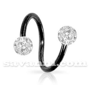 1.2mm Musta Spiraali Crystal Pallot 3mm