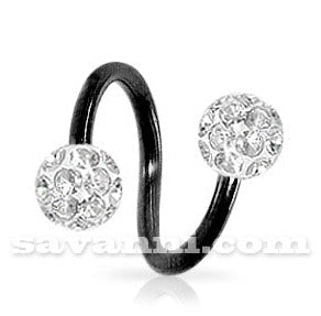 1.6mm Musta Spiraali Crystal Pallot 6mm