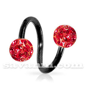 1.6mm Musta Spiraali Crystal Pallot 6mm
